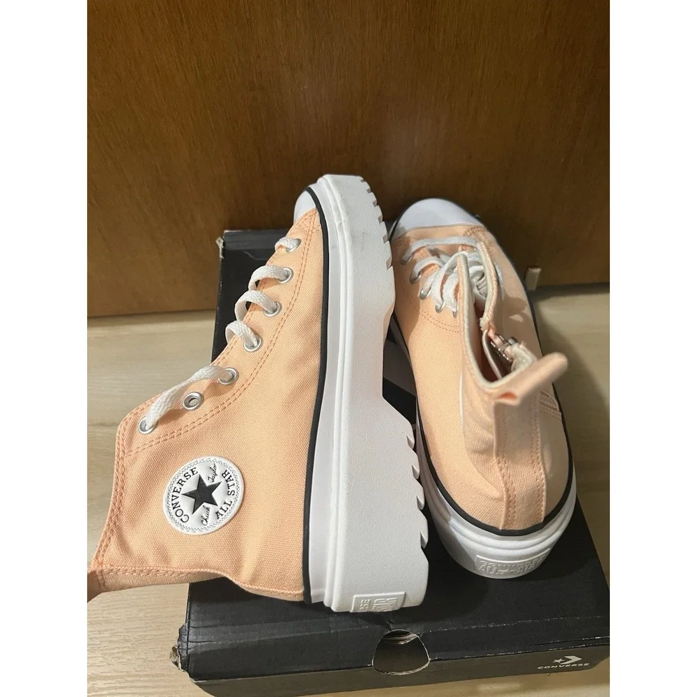 Converse Chuck‎ Taylor All Star Lift Platform High Peach Beam Canvas Sz 6 Youth